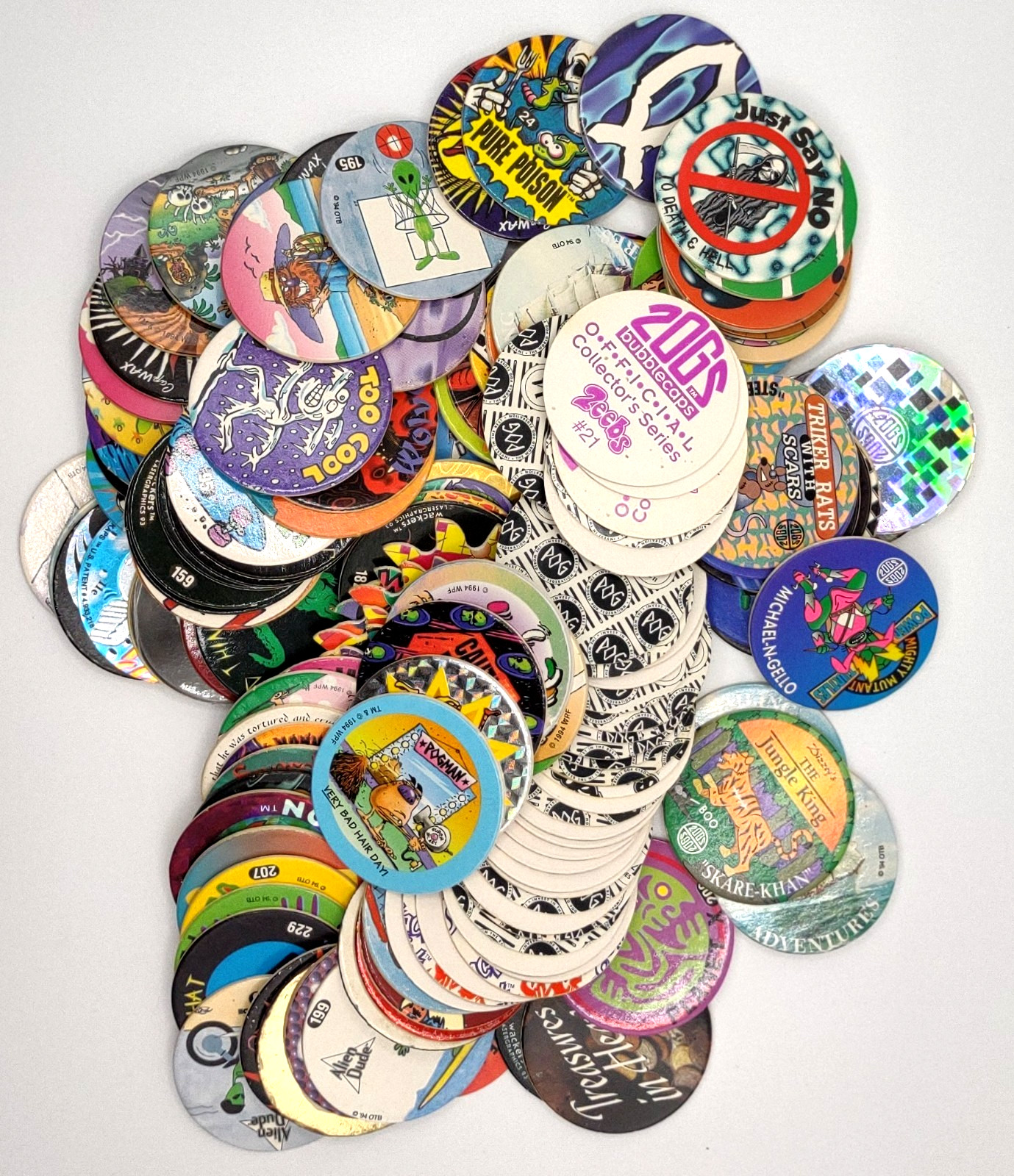 Pogs Cardboard Assortment Lot Of 148 With Container
