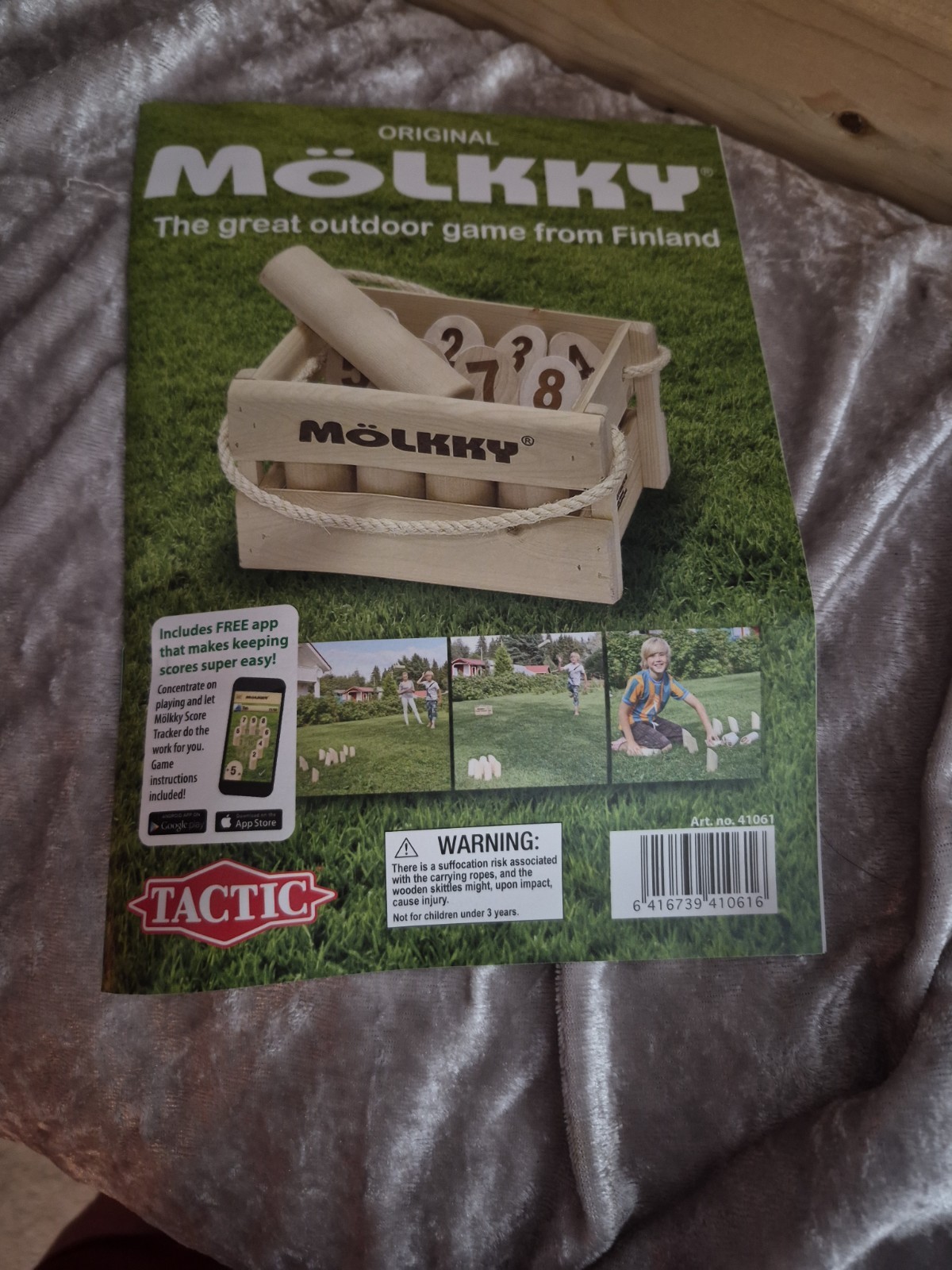 Wood Molkky 12 Skittles 1 Stick Booklet Outdoor Fun Made In Finland NEW