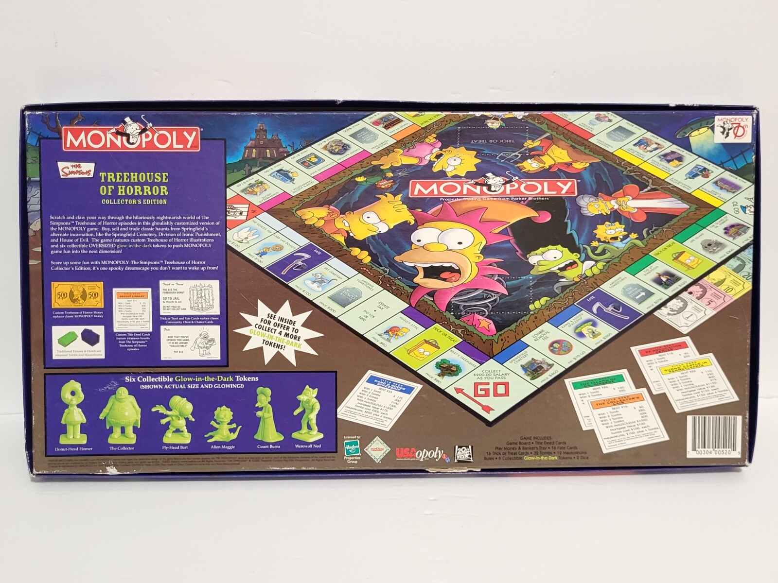 THE SIMPSONS TREE HOUSE OF HORROR Monopoly GLOW-IN-THE-DARK Board Game DVD READ