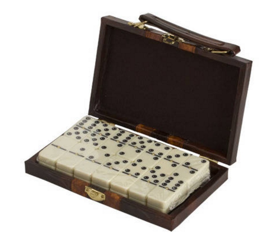 Dominoes Double 6 Six Standard Size Ivory Color & Carrying Case