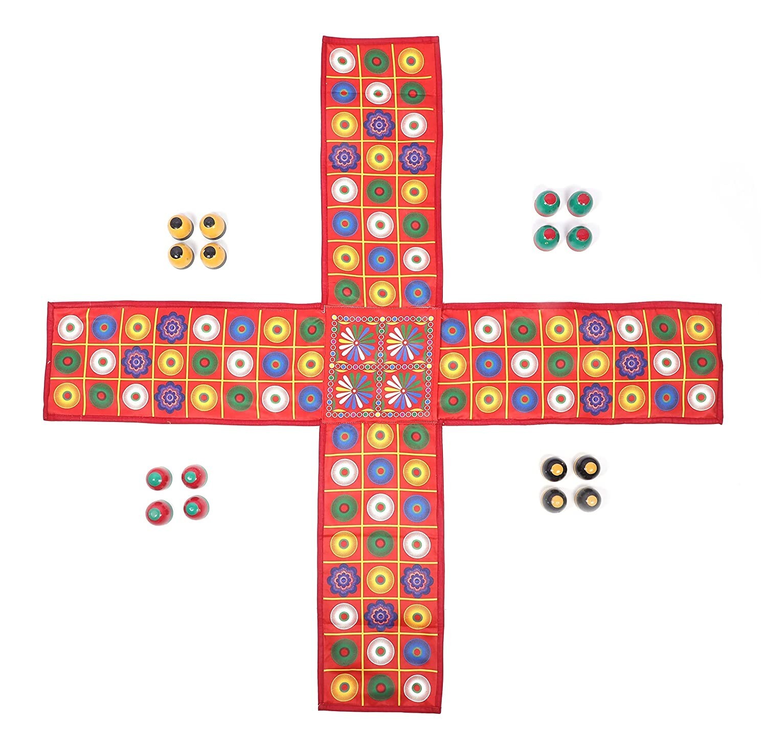 Handmade Chopat Red Pachisi Indian Ludo Chausar Game for 12 months and up