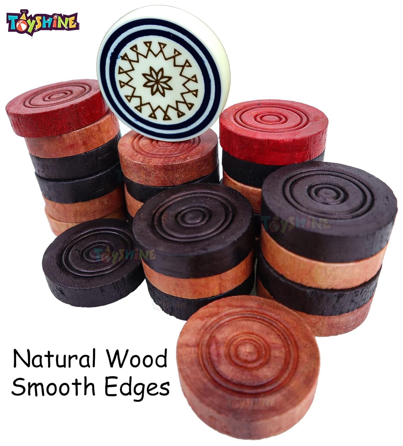 Carrom Playing Coins & Powder 24 Wooden Coins | 1 Stricker |1 Powder | FREE SHIP