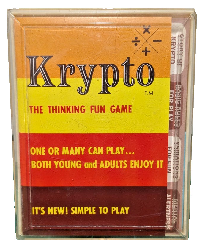 Vintage Krypto “The Thinking Fun Card Game” 100% Complete with Manual Case Timer