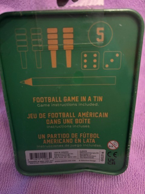 KIKKERLAND FOOTBALL Travel Size Game Dice Peg Portable in Tin New Free Ship