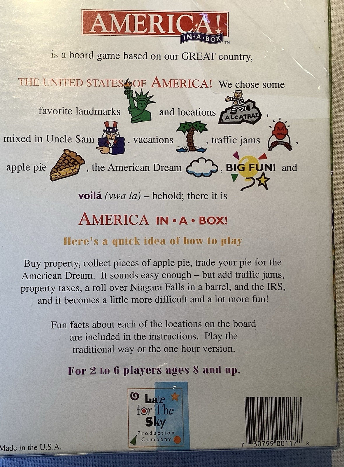 NIB Vintage ‘America In A Box’ Board Game by Late for The Sky *Factory Sealed!