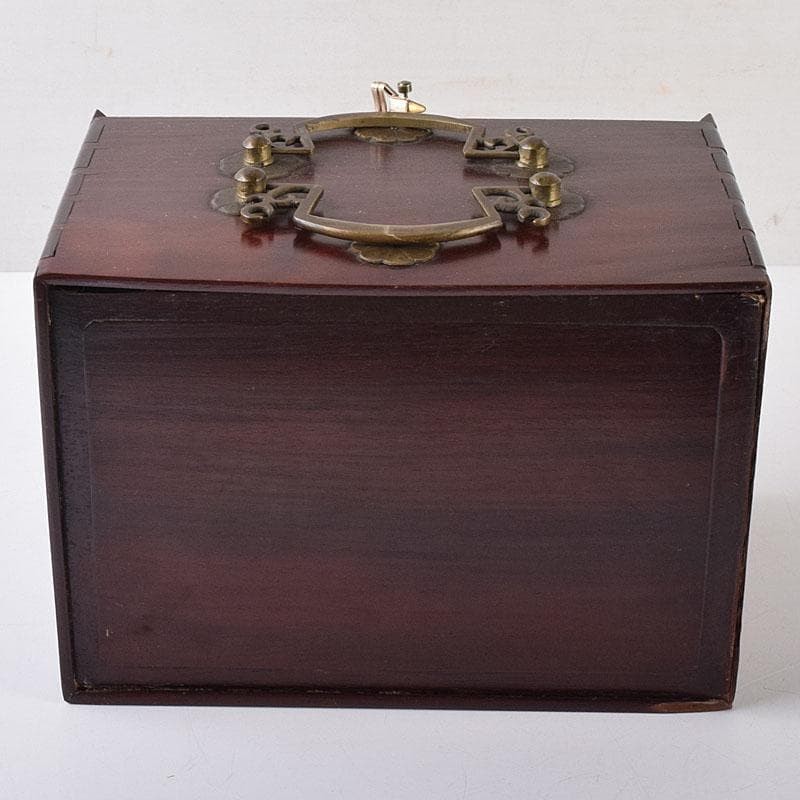 Vintage Chinese Mahjong Set Bone & Bamboo Tiles Wood Box Antique