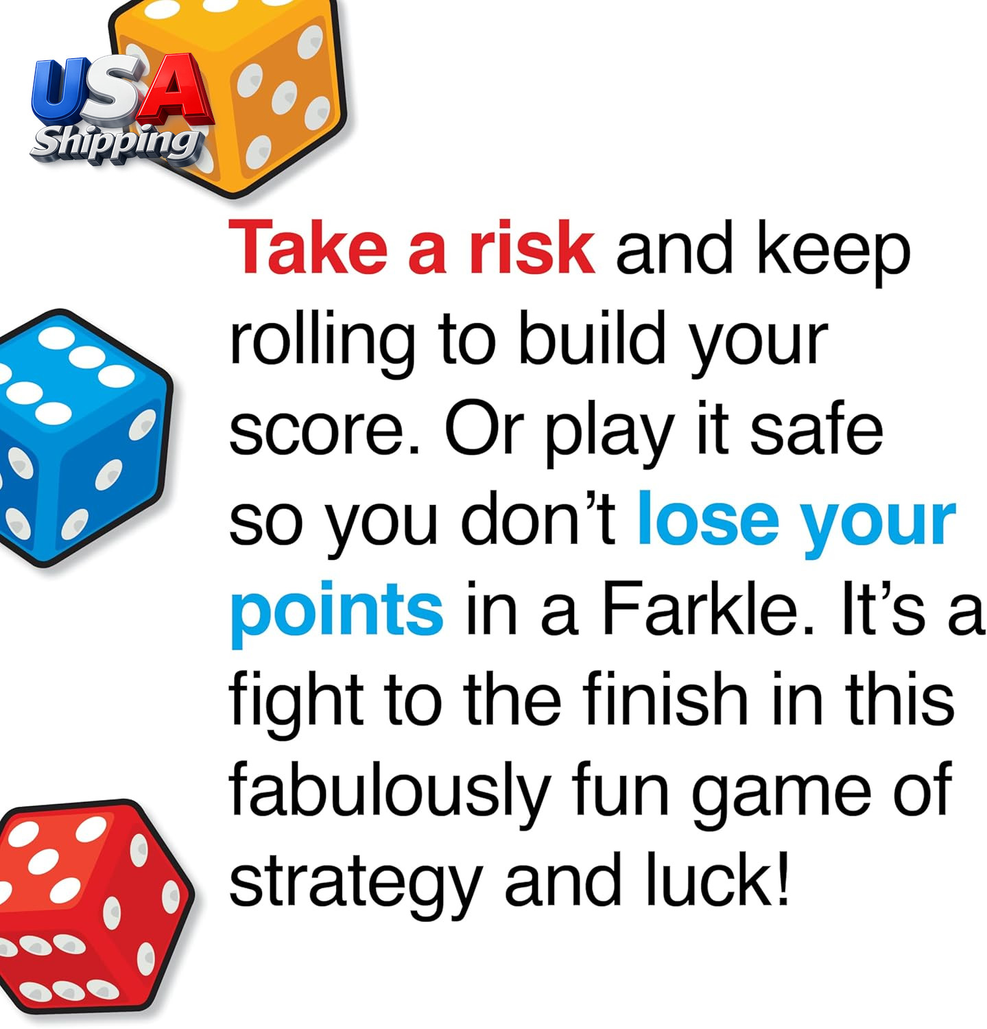 Dice Game Farkle Classic Rainbow for Kids Family Travel Games Age 8+