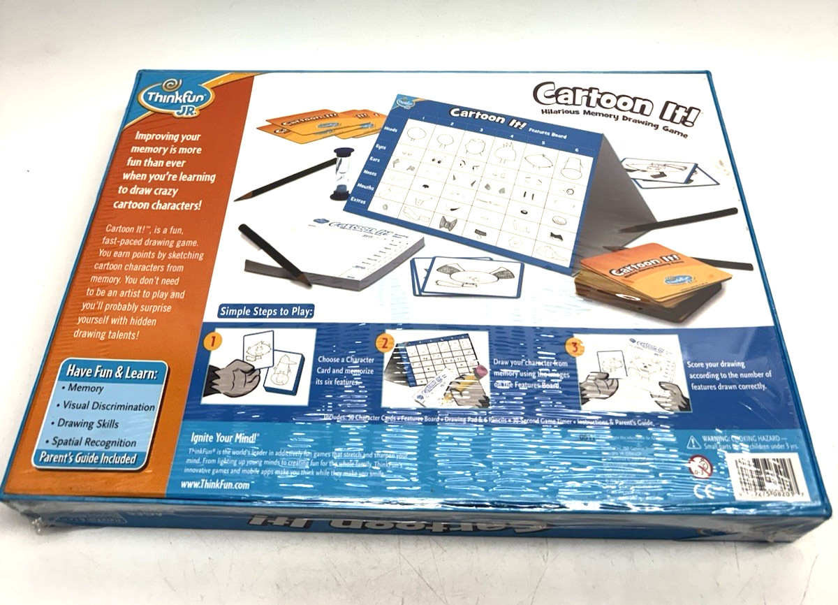FACTORY SEALED NEW THINKFUL JR~ Cartoon it! – Hilarious Memory Drawing Game