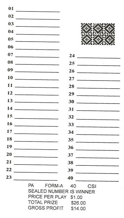 12 – # 40 Sure Tip Boards (1-40) Bingo/Jar Tickets Free Shipping USA