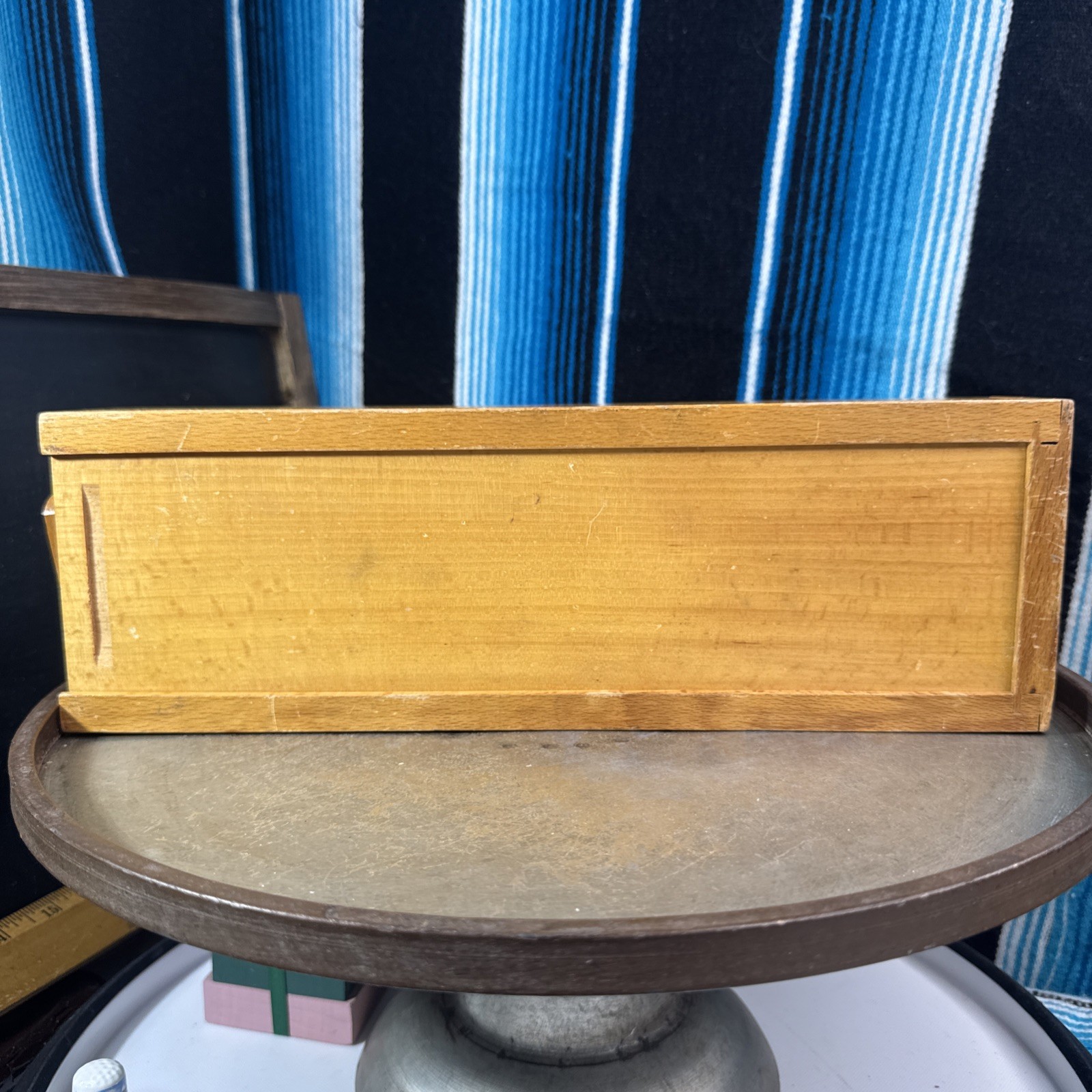VTG Rummikub 1950’s All Wood Box & Wood Sides W/ Metal Brackets- 106 TILES