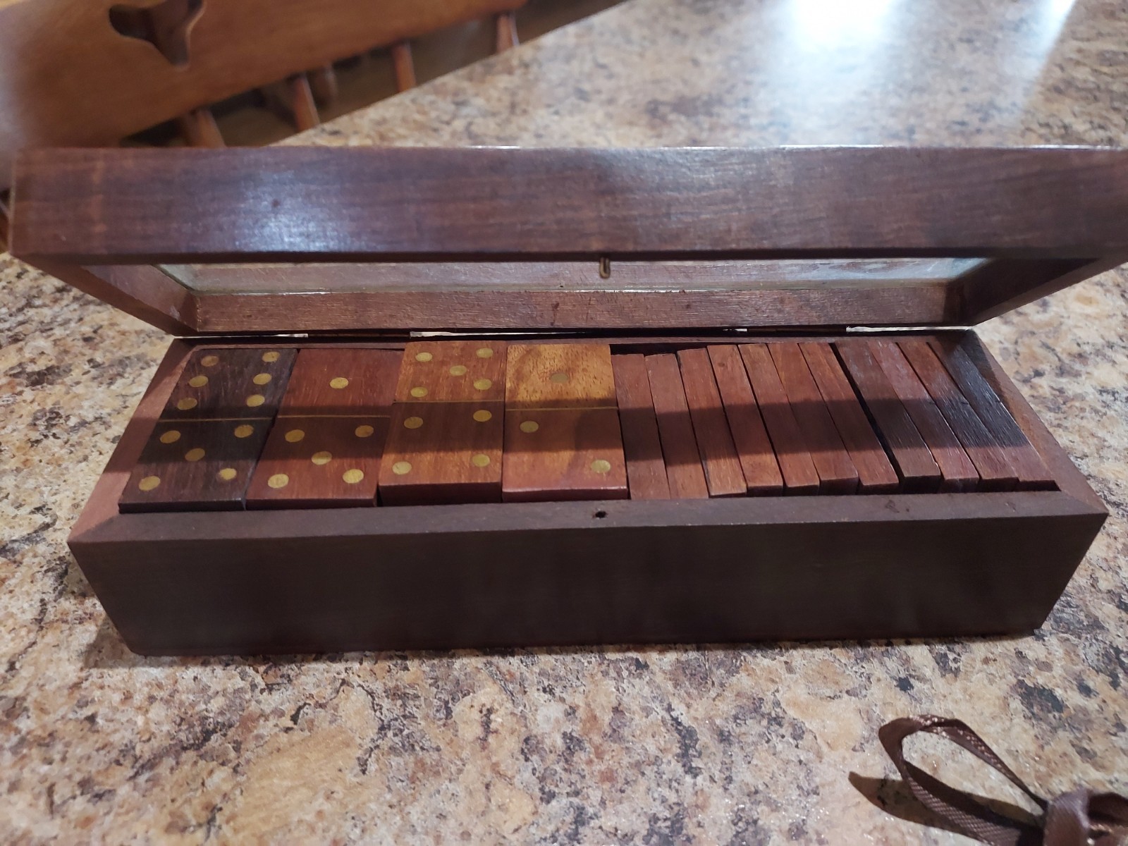 28 Wood Dominos Double Six Dominos Set In A Wooden Case- New