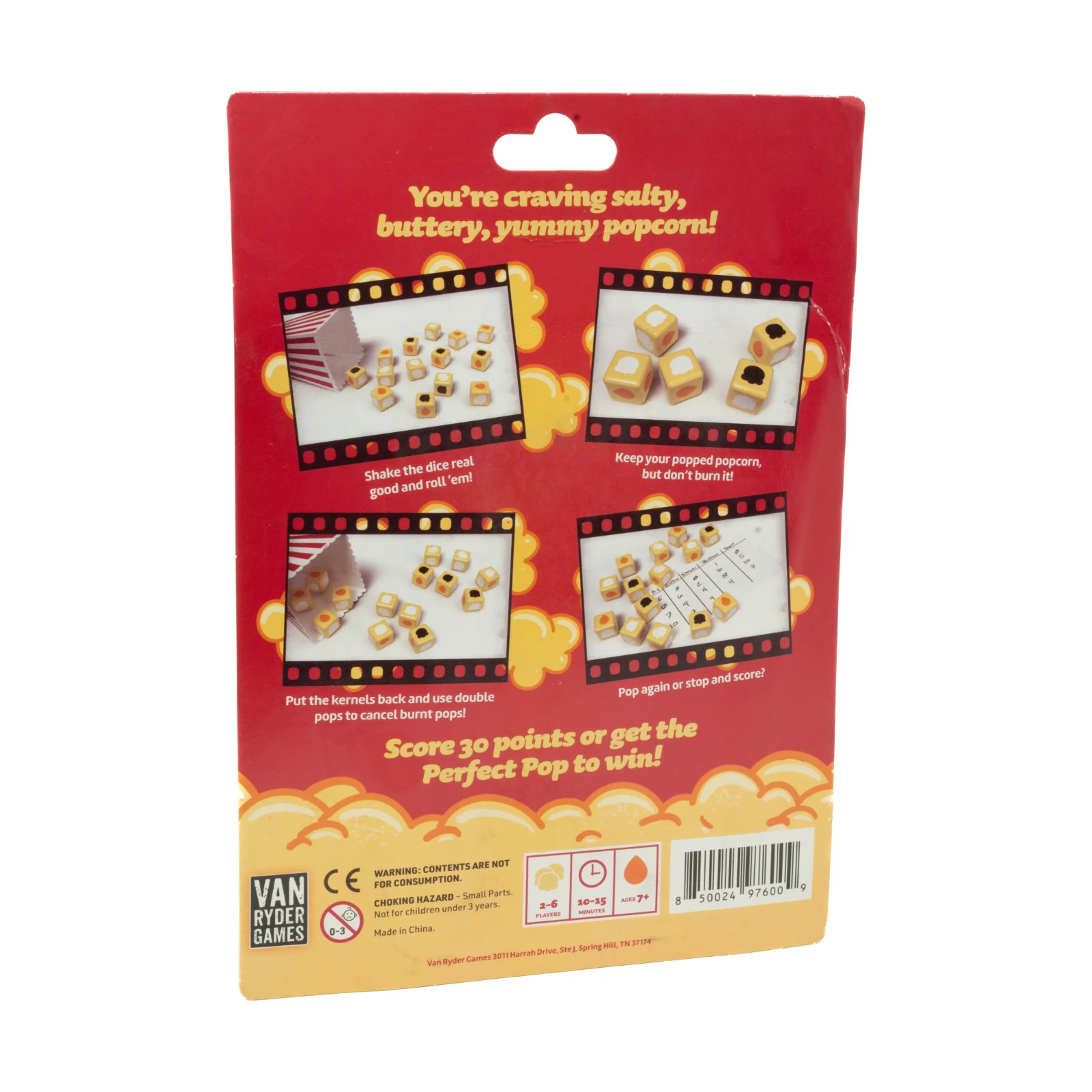 Popcorn Dice by Van Ryder Games – New!! 2 to 6 players Quick and Fun!
