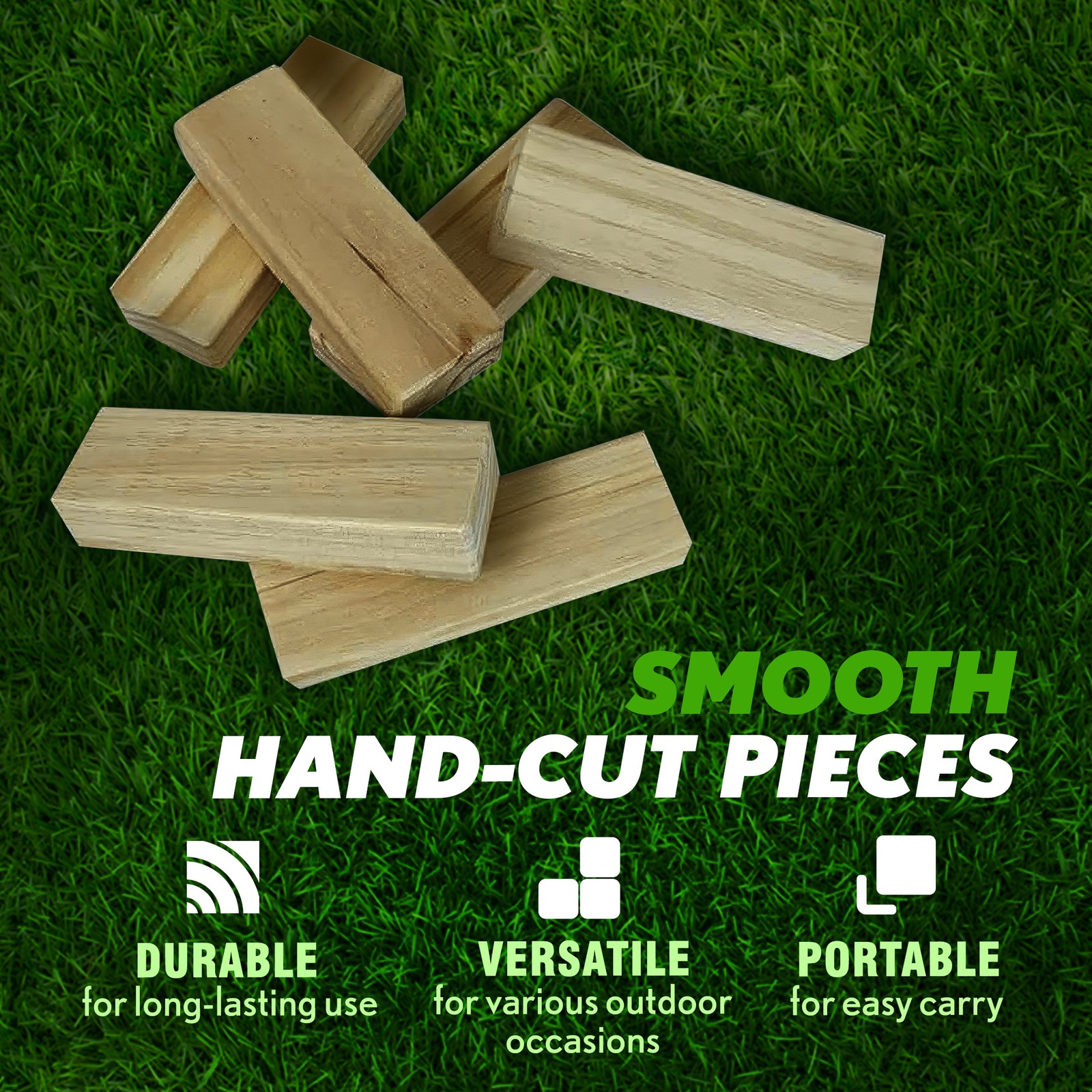 Yard Games Giant Tumbling Timbers 30″ Wood Block Stacking Game w/ Case, Natural
