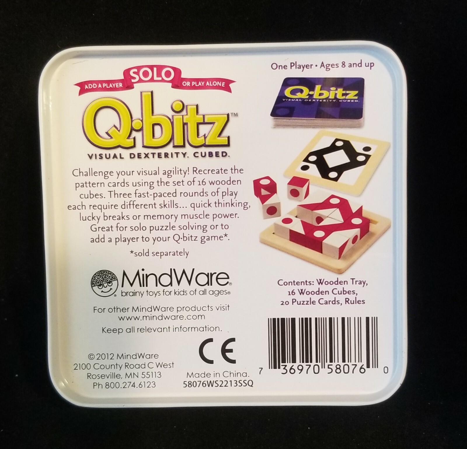 Q-Bitz Solo Game Magenta Edition Visual Dexterity. Cubed.