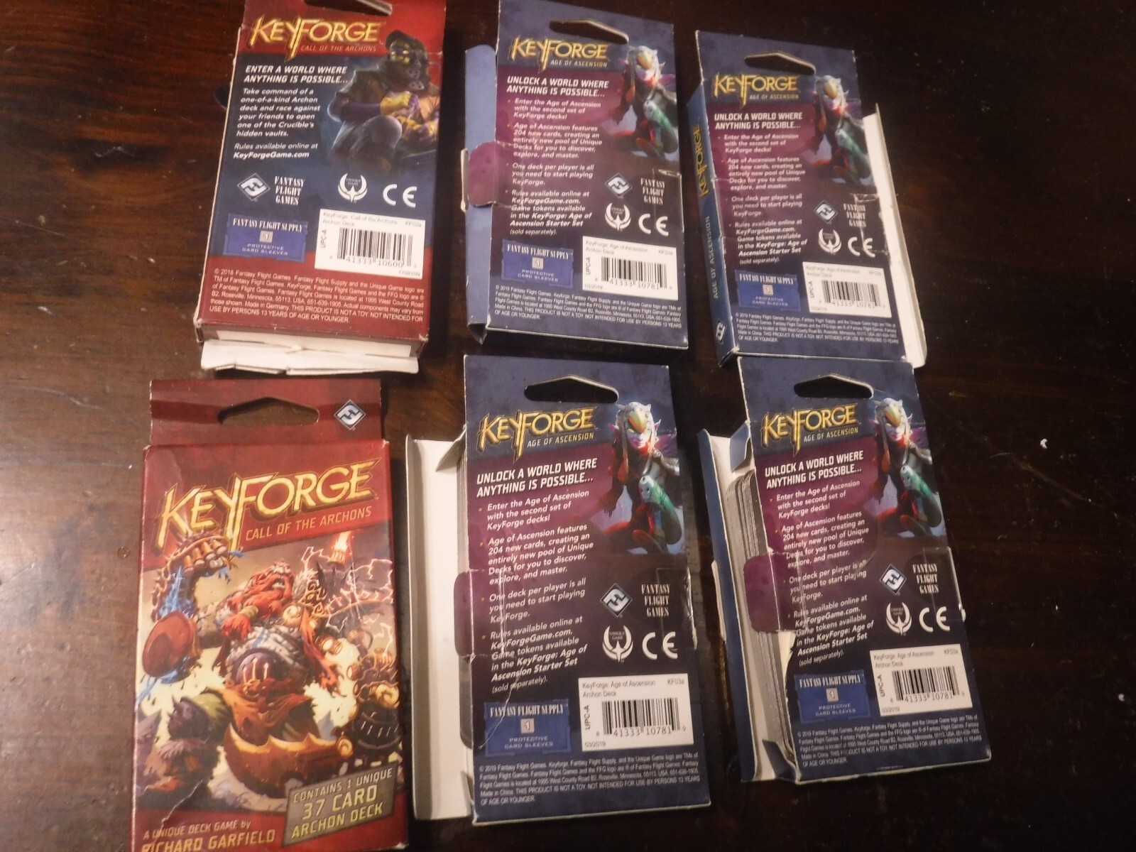Keyforge decks, first two series, lot of 6, Open/Complete