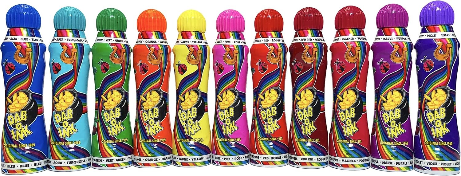DAB-O-INK 4oz Bingo Daubers – Mixed Colors – 12ct 1 Count (Pack of 12),