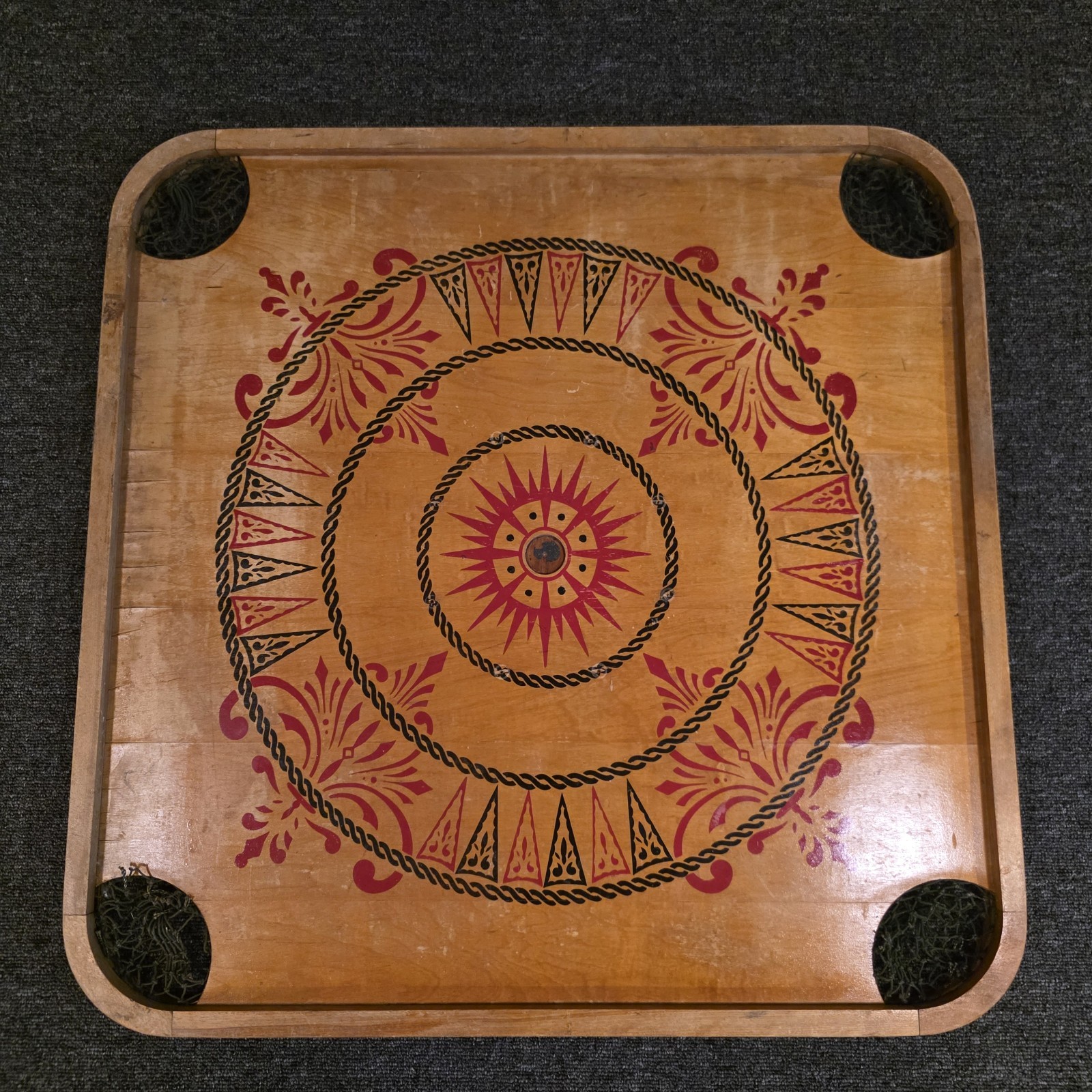 Antique Carrom Company Double Sided Wood Game Board No. 1 Archarena 28.5″X28.5″