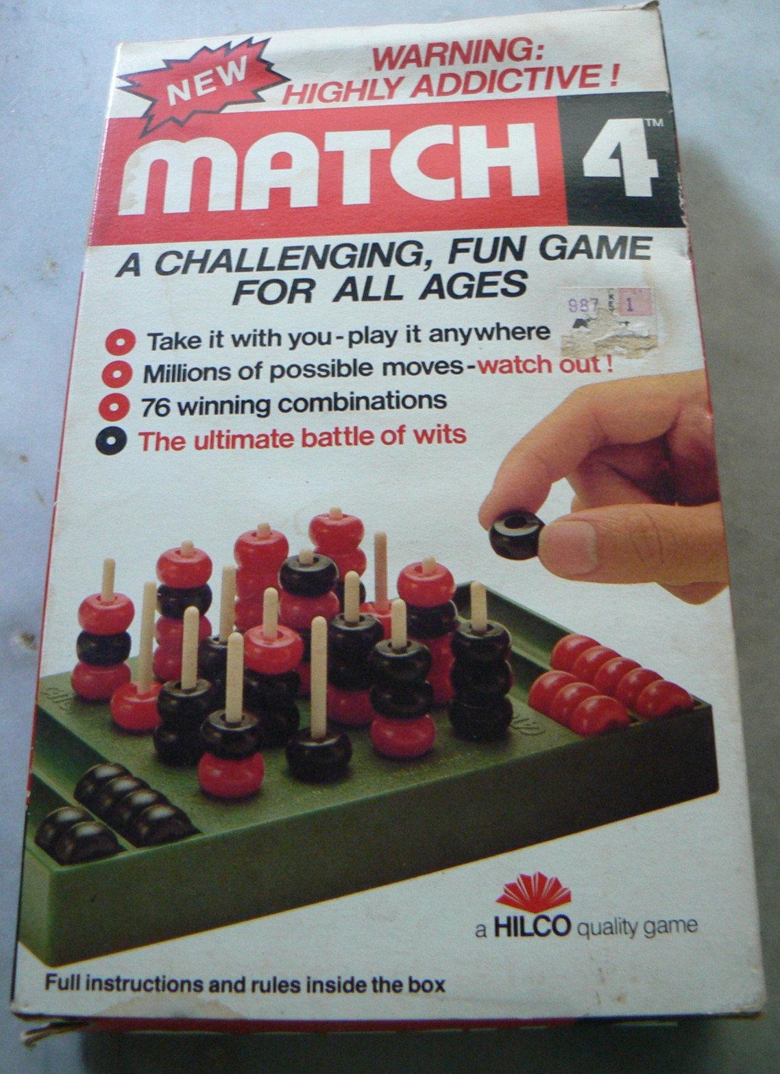 MATCH 4 – Battle of Wits! Vintage Game from 1987 by Hilco -Think game -COMPLETE