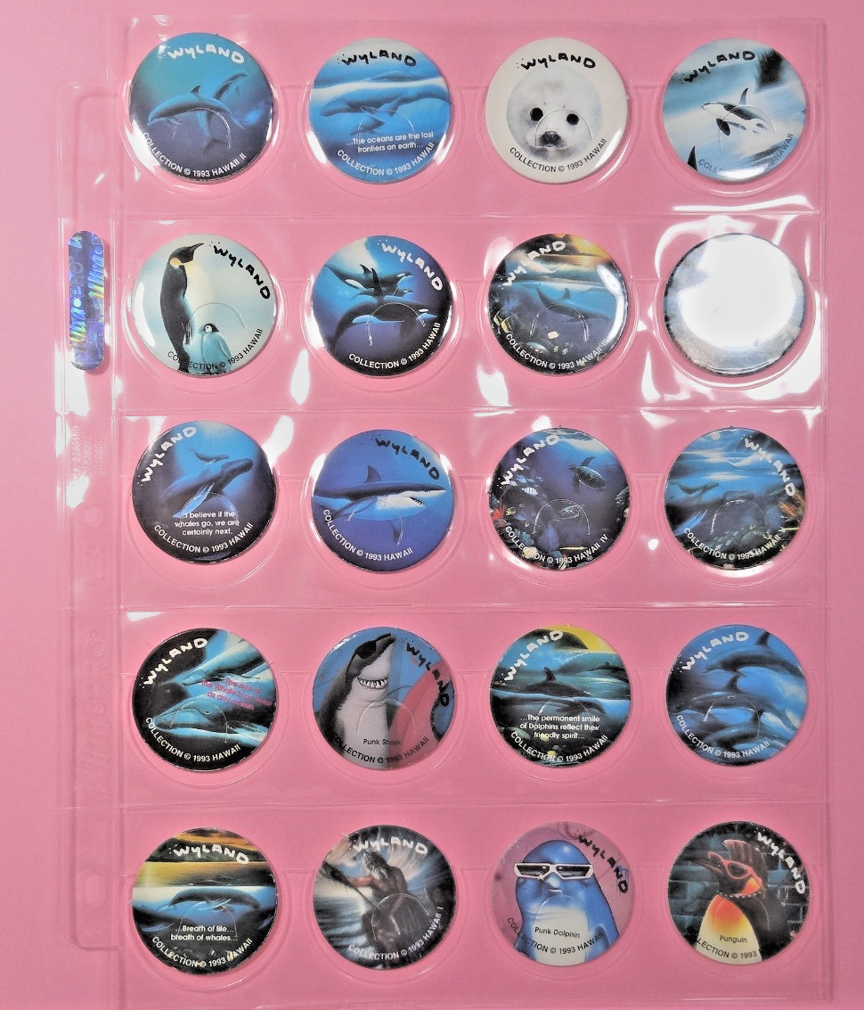 Pogs * ROBERT WYLAND COLLECTION * Whales * Dolphins * Penguins * Hawaii * 1993