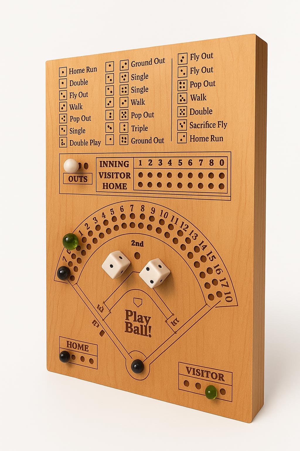 Baseball Dice Board Game – Baseball Dice Game Wood Board – Wooden Baseball Bo…
