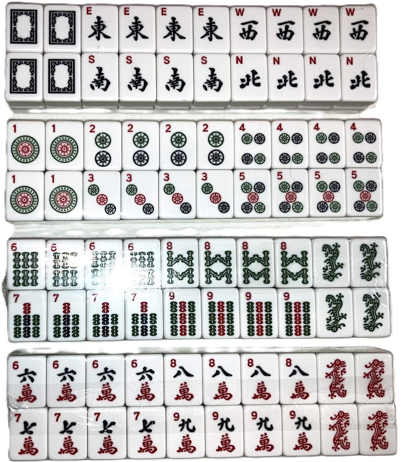 Mahjong Mahjongg Western American Standard Size White 166 Tiles Only Engraved