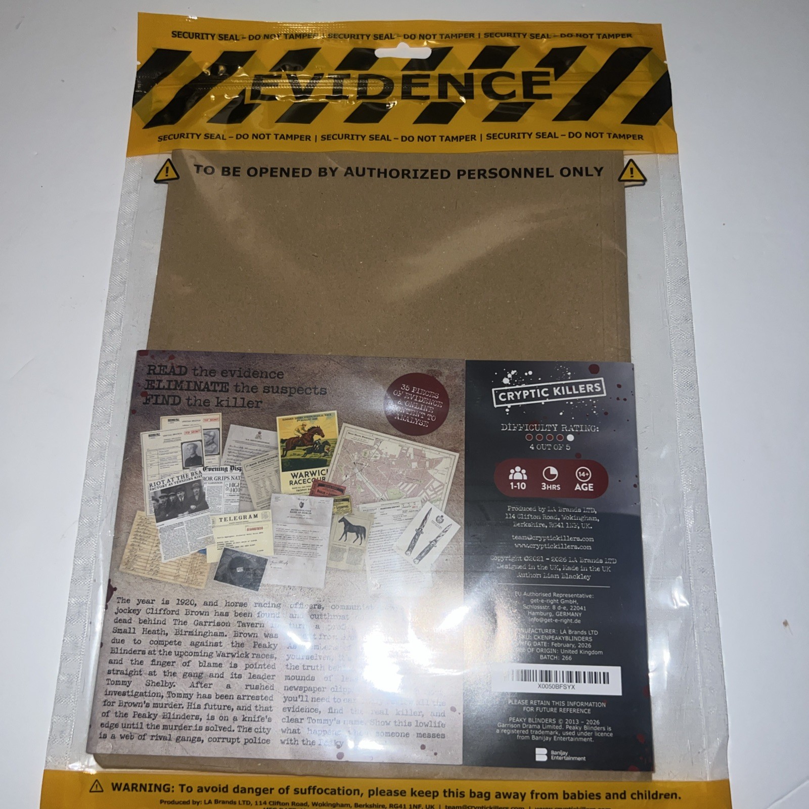 Peaky Blinders Case File Game – Officially Licensed – – Murder Mystery Detectiv