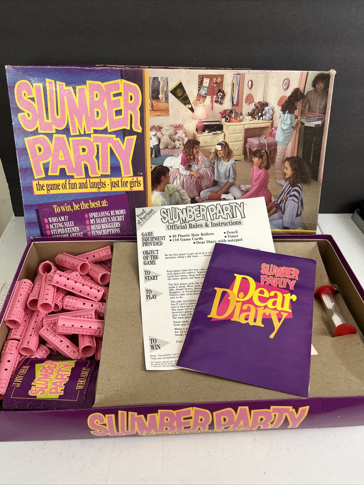 Slumber Party Sleepover 90s Board Game Goody Hair Rollers 1990 Cadaco Vintage