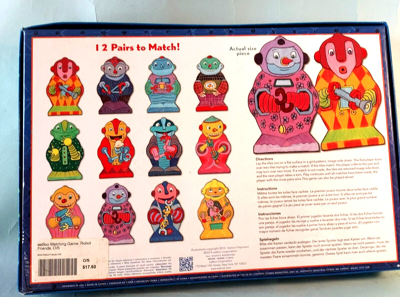 Robot Friends Matching Robot Game by eeBoo Colorful Box of Robots 2014 New