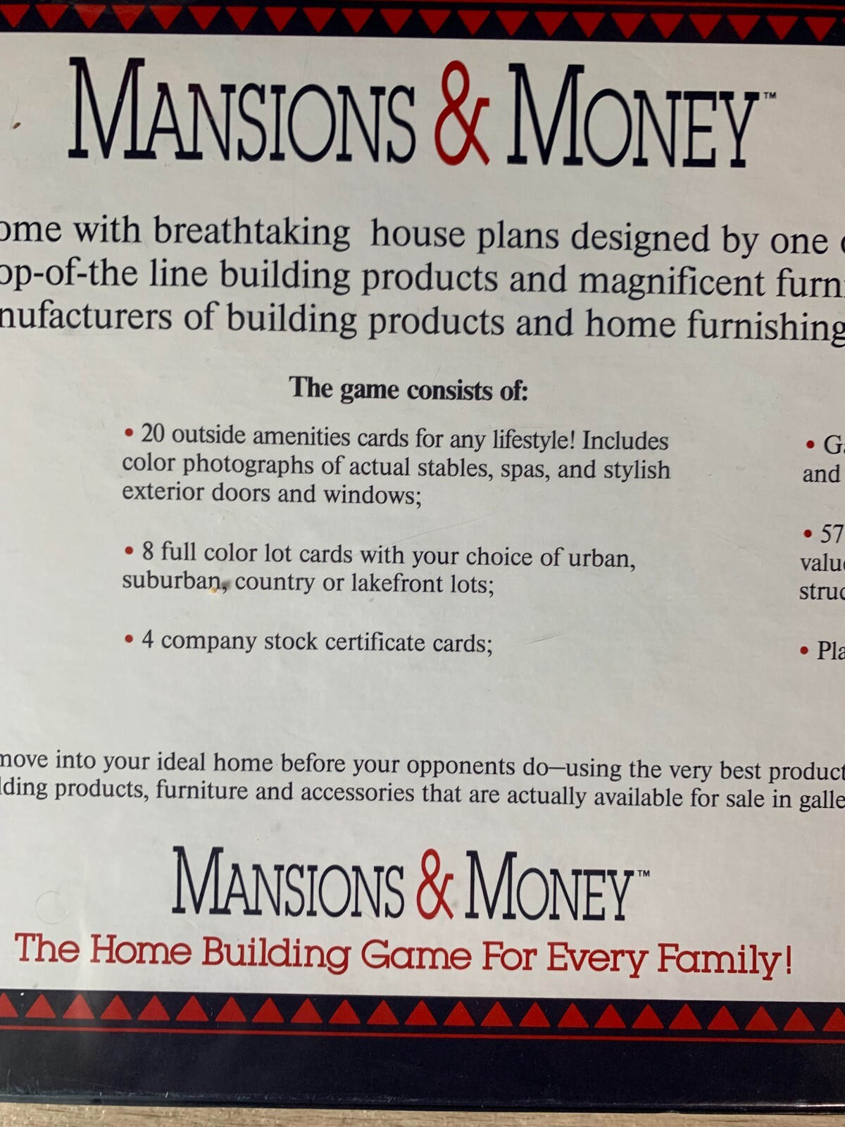 Mansions & Money Board Game: Home Building Game By Masco: Unopened, Rare, NEW