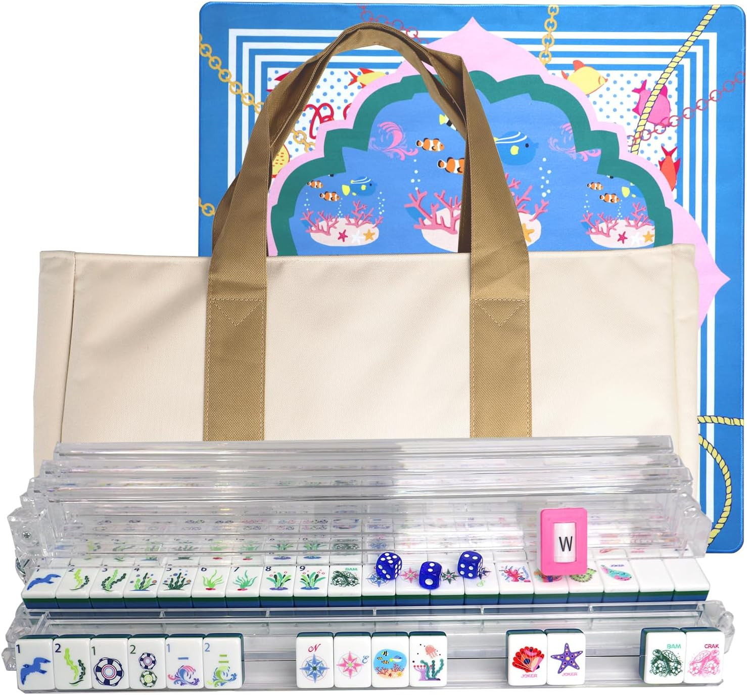 American Mahjong Game Set, Portable Carrying Bag,Acrylic 160 Tiles,Western Mahjo