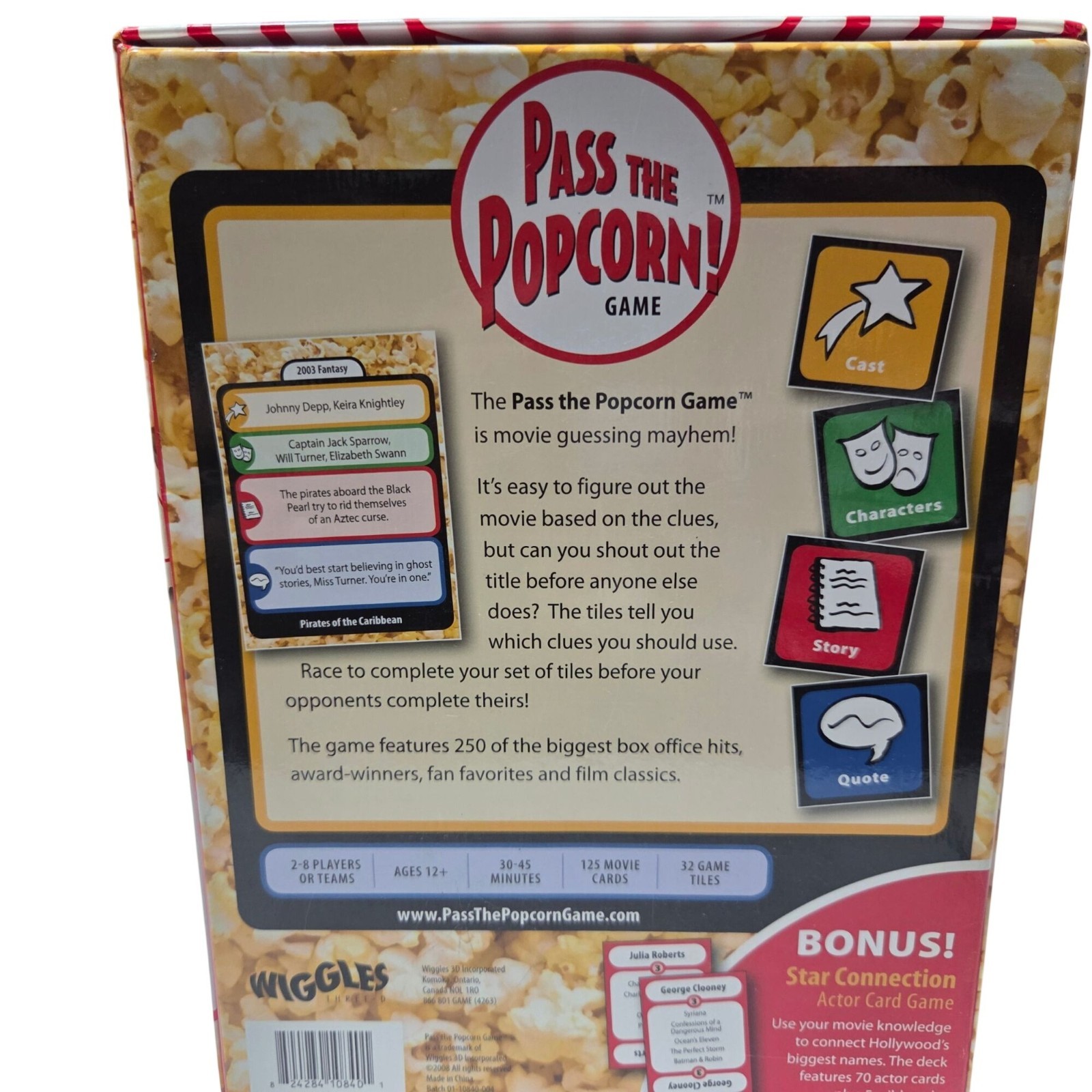 Pass The Popcorn! Movie Trivia Family Party Game 2-8 Players Ages 12+ Complete