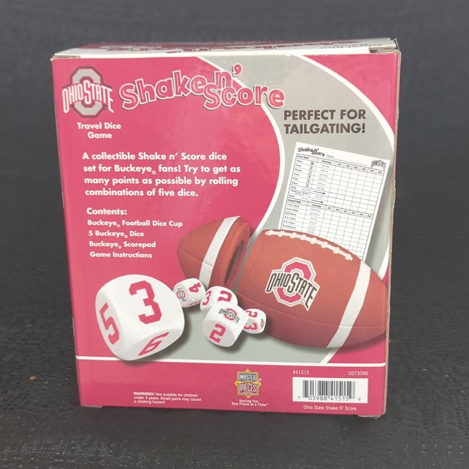 MasterPieces Ohio State Shake n’ Score Travel Dice Game Set OST3090