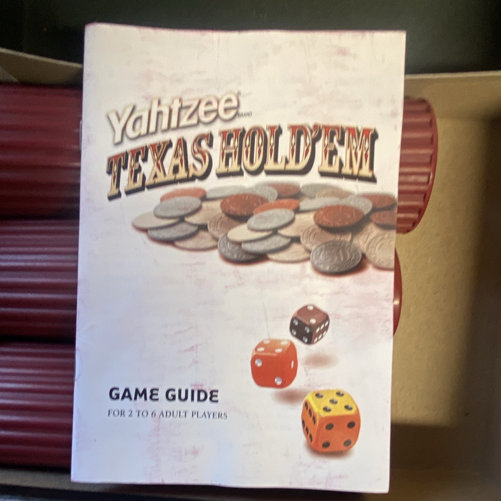 Hasbro Yahtzee Texas Hold’Em Poker Dice Game Complete Set w/ Chips & Bag