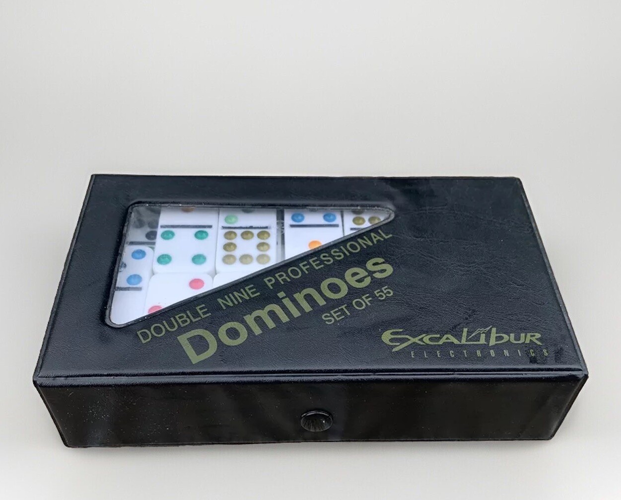 Excalibur Double 9 Professional Dominoes Set of 55 Crystalline Hand Painted