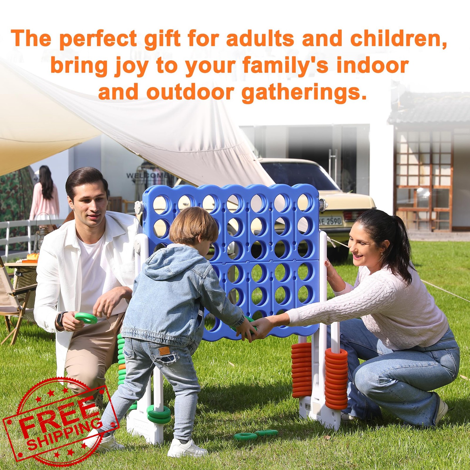 LDDAL Patent Authorized Giant 4 Connect in a Row Game, Height Adjustable Jumb…