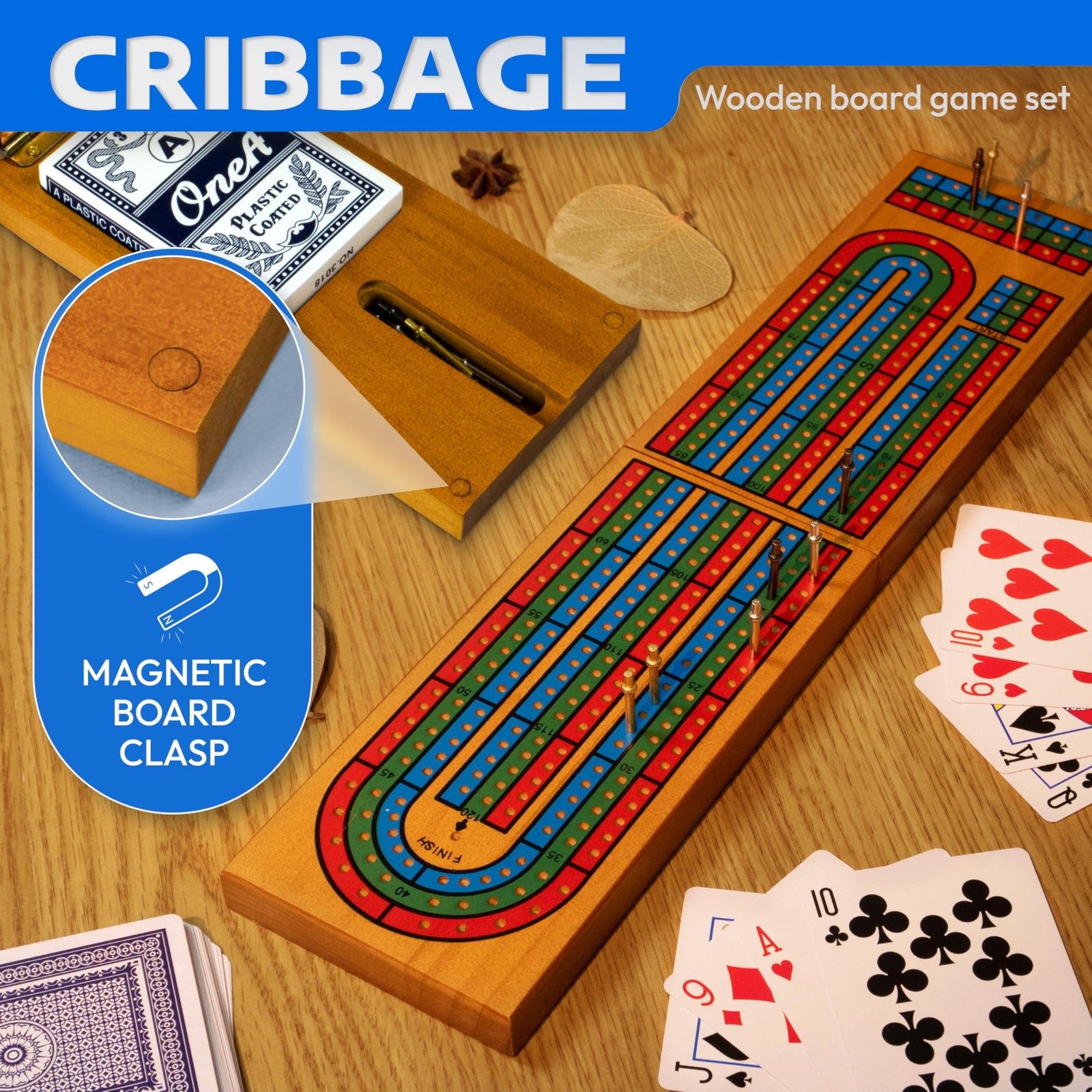 Cribbage Board Game Set with Storage – Classic Game Travel Cribbage Board wit…
