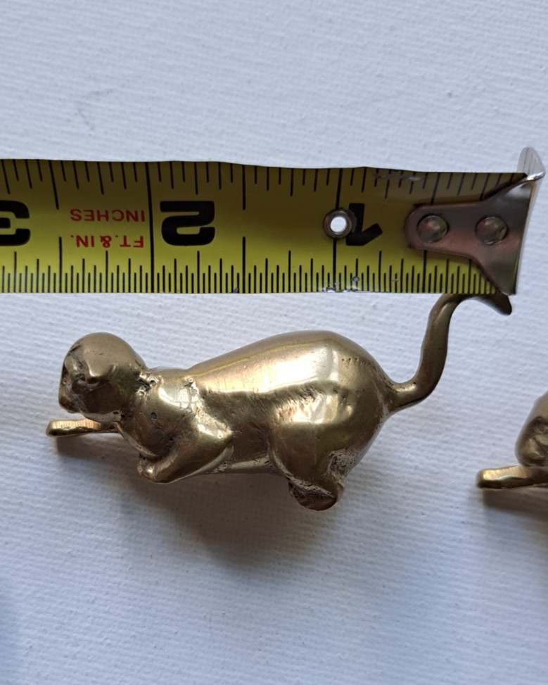 VTG PENCO Brass CAT & DOG Figurine Tic Tac Toe Game Labrador Golden Retriever