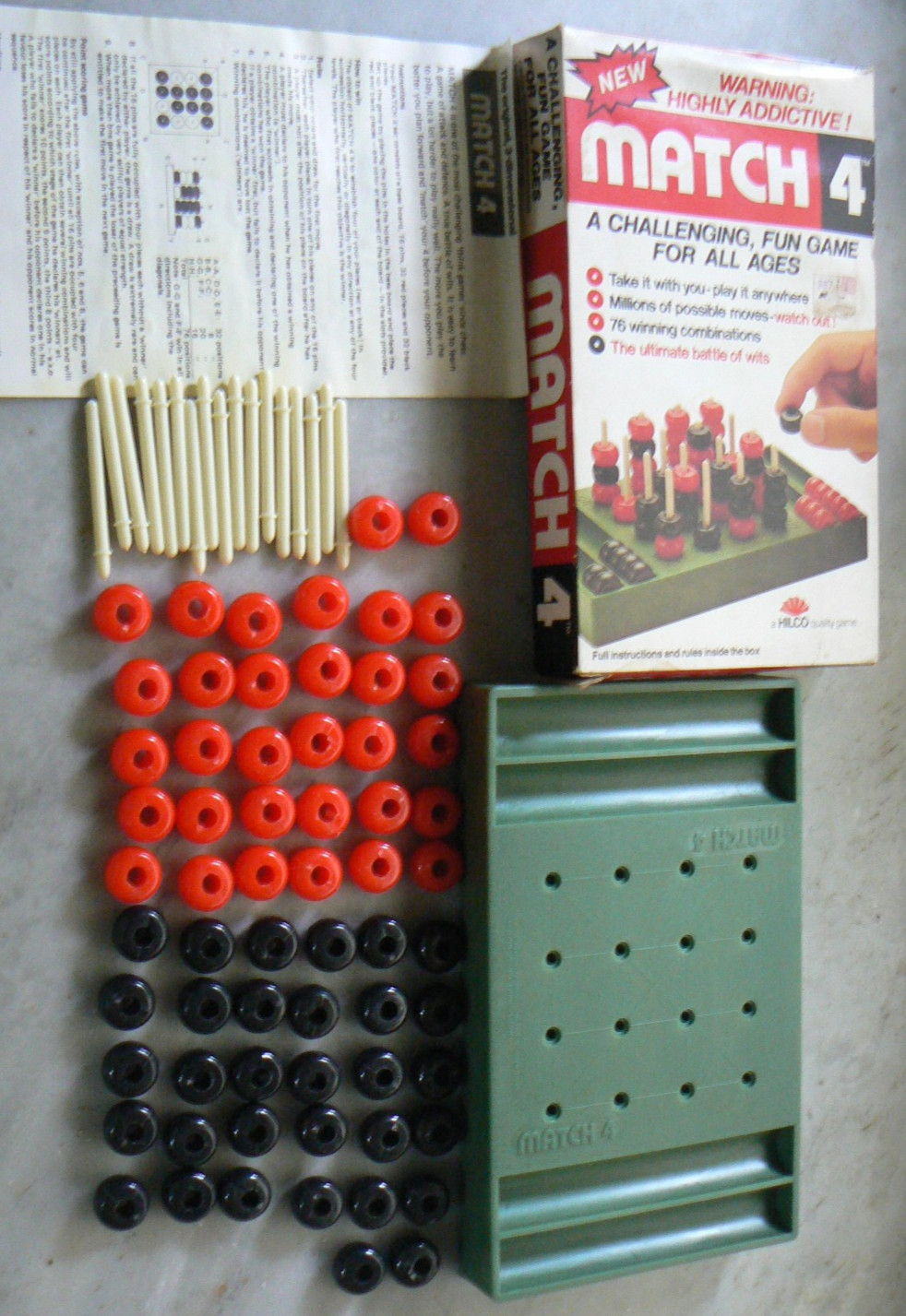 MATCH 4 – Battle of Wits! Vintage Game from 1987 by Hilco -Think game -COMPLETE