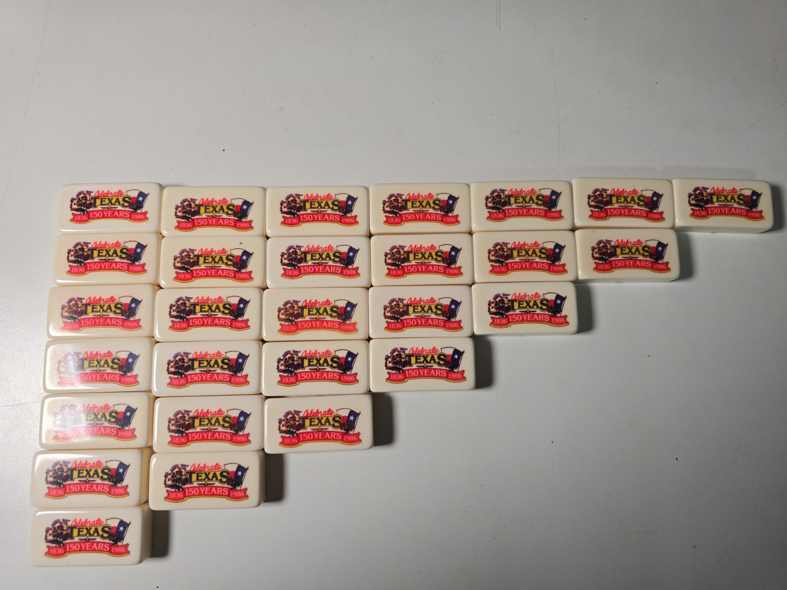 Vintage Super Thick Marblelike Dominoes Celebrate Texas 150 Years