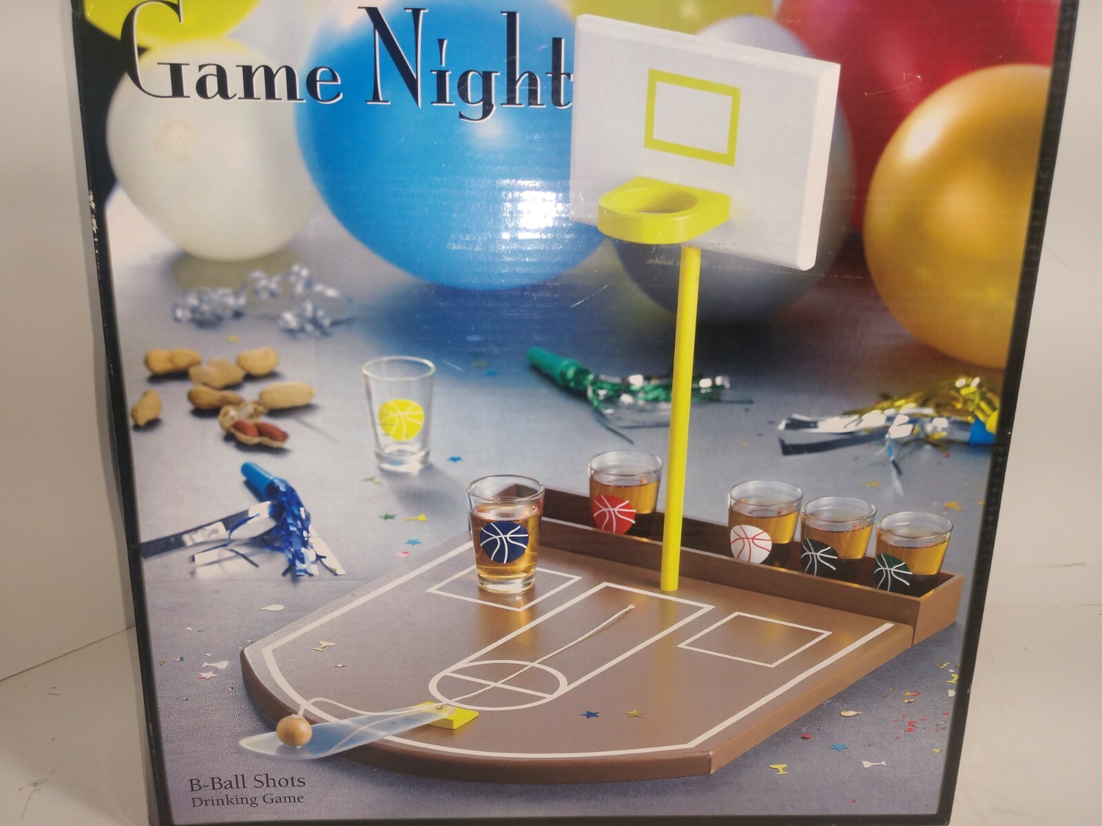 Basketball Drinking Game – 6 Shot Glasses B-Ball Game Night – New in Box