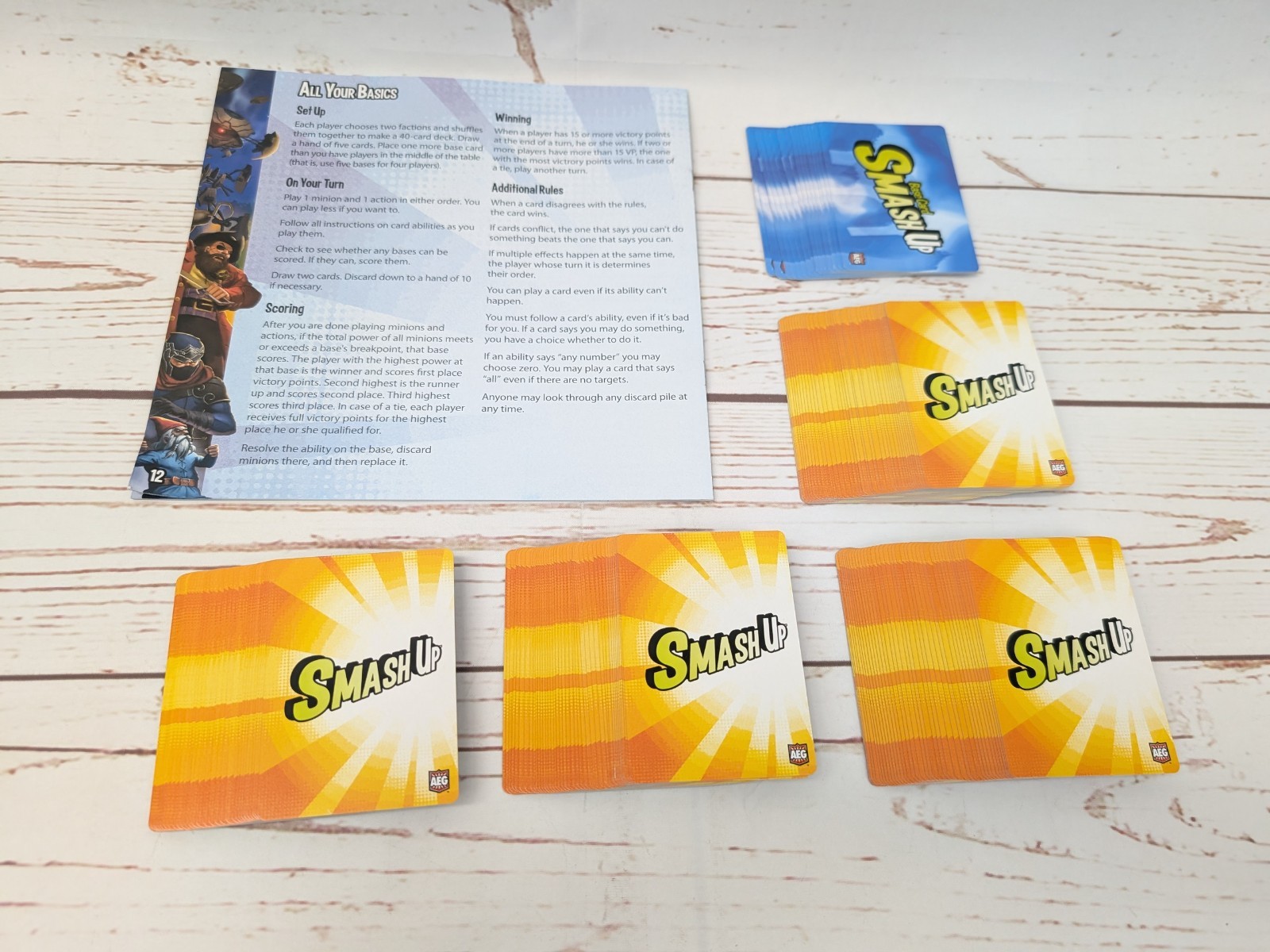 Smash Up Board Game Card Game Original Base Set & Big Geeky Box AEG *1 Bent Card
