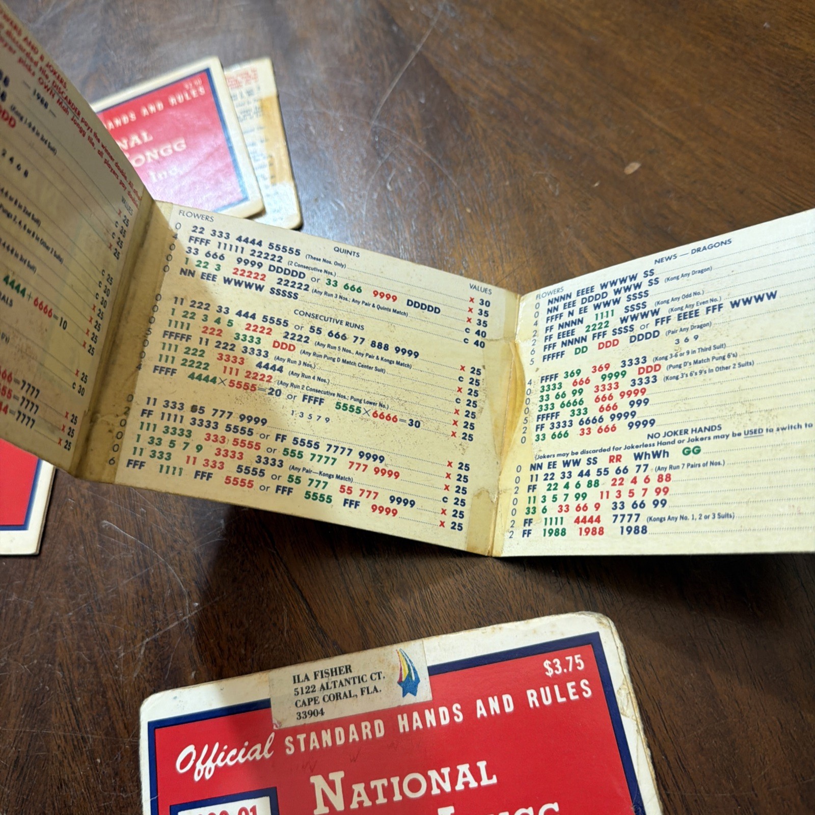 Nationa Mah Jongg League Card 1986-1994