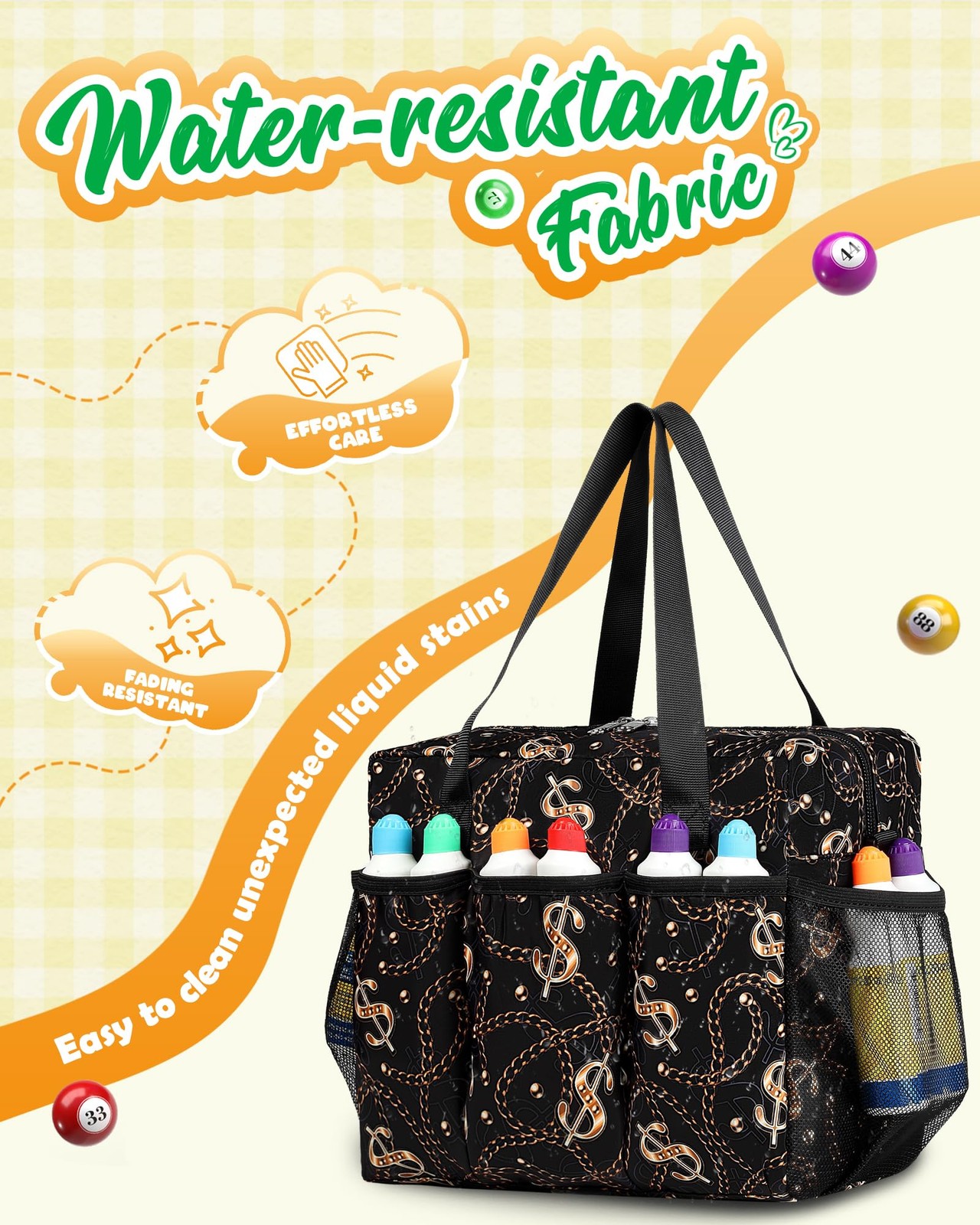FOKDUVB Bingo Bag with Pockets for Daubers Dabbers Dobbers Dotters Casino Bingo