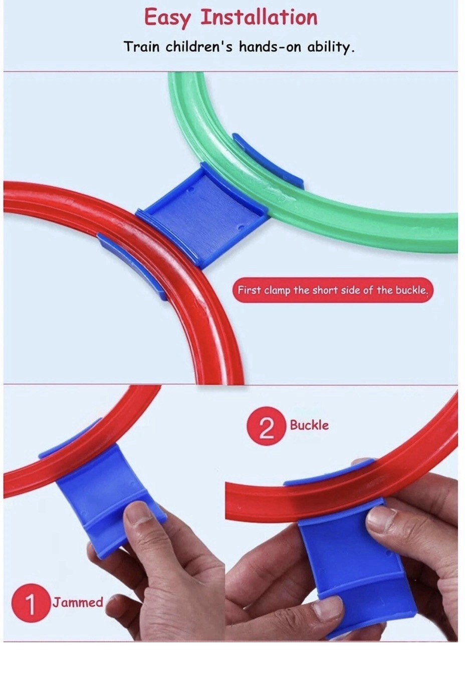 Hey! Play! Hopscotch Ring Game-10 Multi-Colored Plastic Rings and 15 Connectors