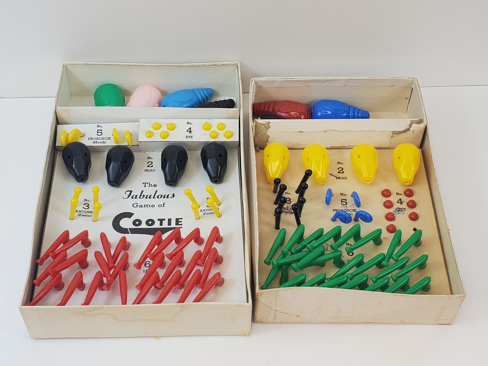 2 Cootie Build A Cootie Bug Games From the 50s & 60s Missing 1 Eye