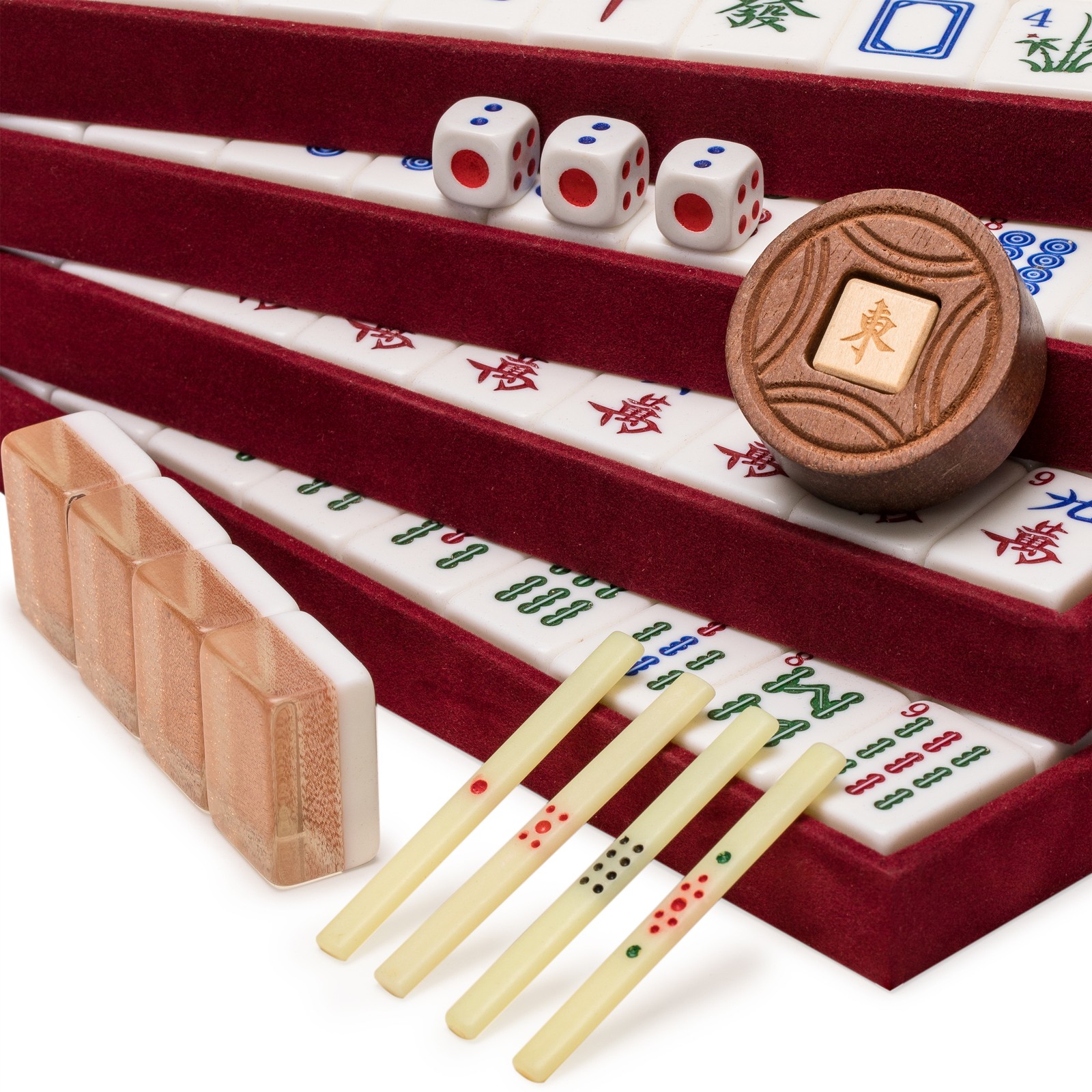 Classic Chinese Mahjong Game Set, “Champagne Gold” – with 148 Medium Size Tiles