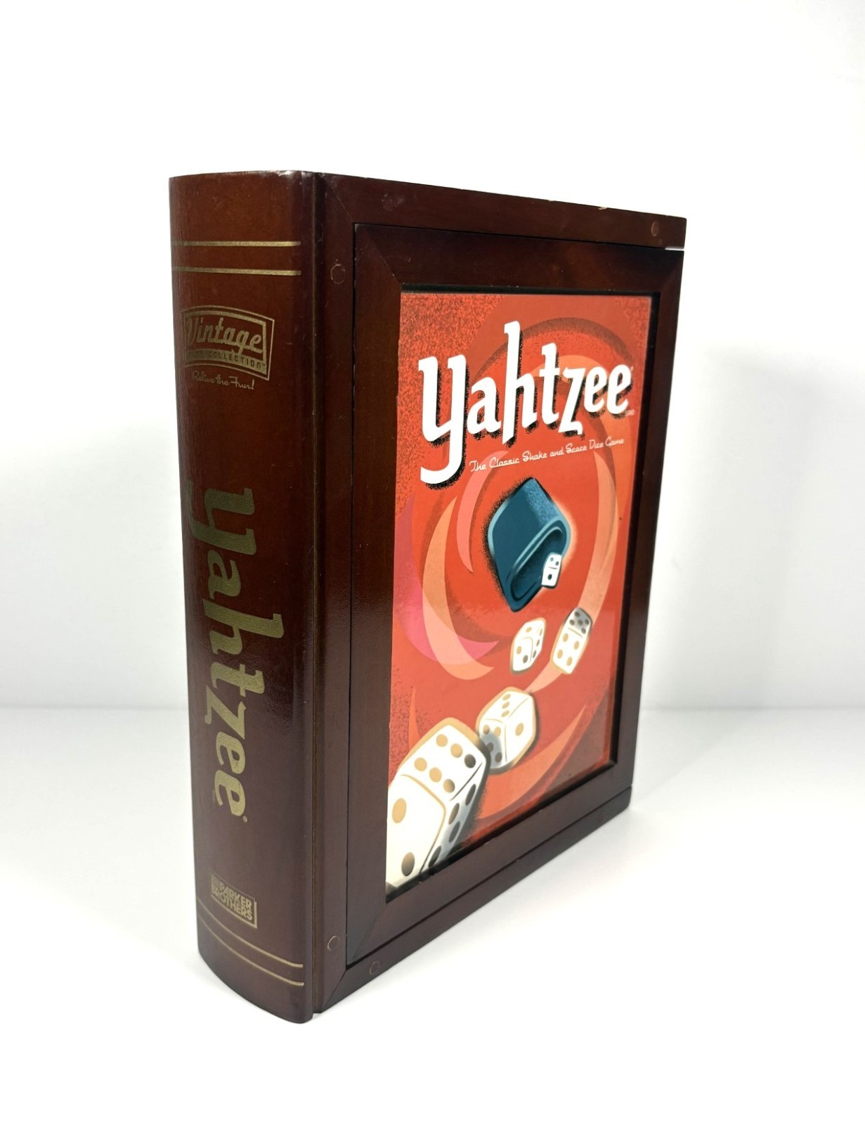 Yahtzee Game Vintage Collection Bookshelf Edition Wooden Box Complete Free Ship