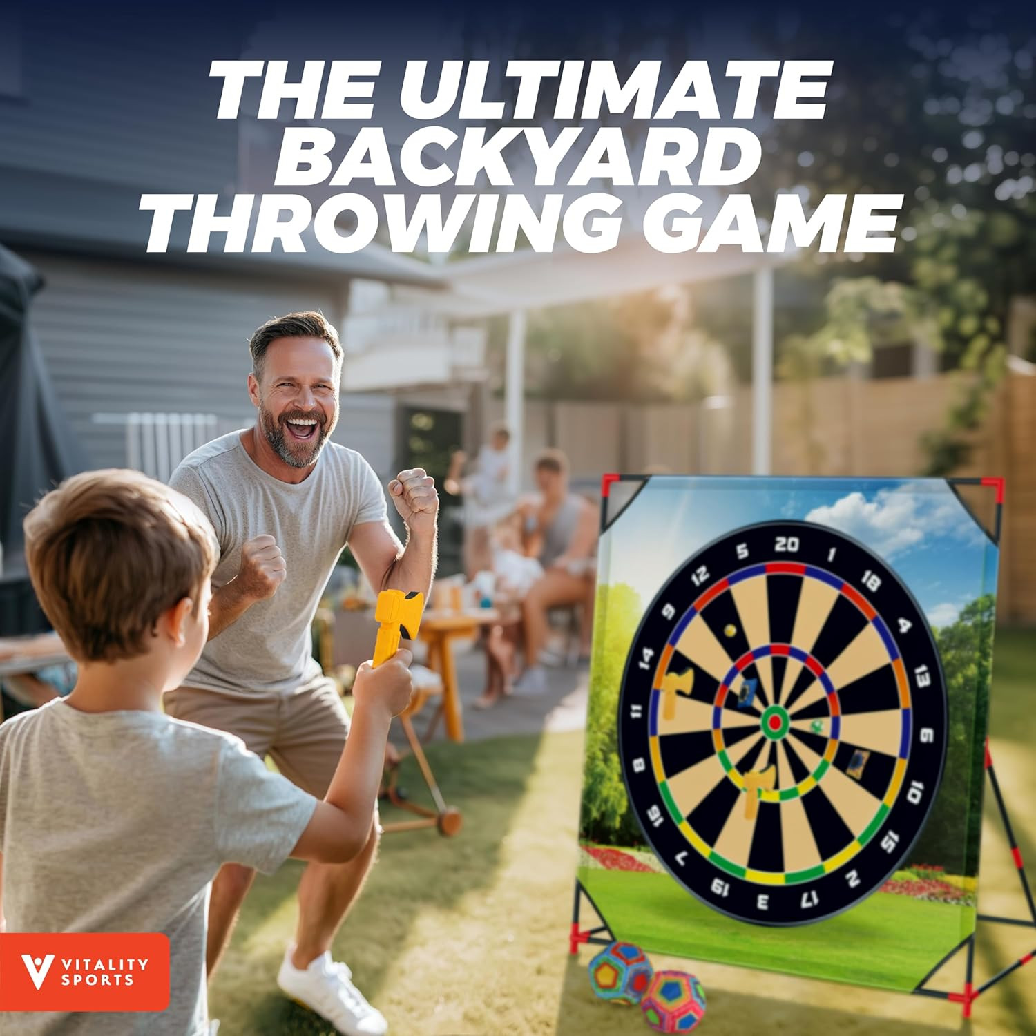 4-in-1 Backyard Sport Game Set: Golf, Axe Throwing, Soccer & Bean Bags