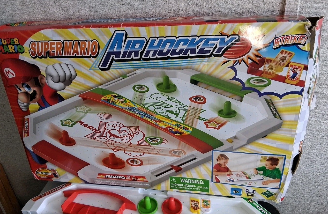 Epoch Super Mario Brothers Air Hockey Tabletop Skill and Action Game Works READ