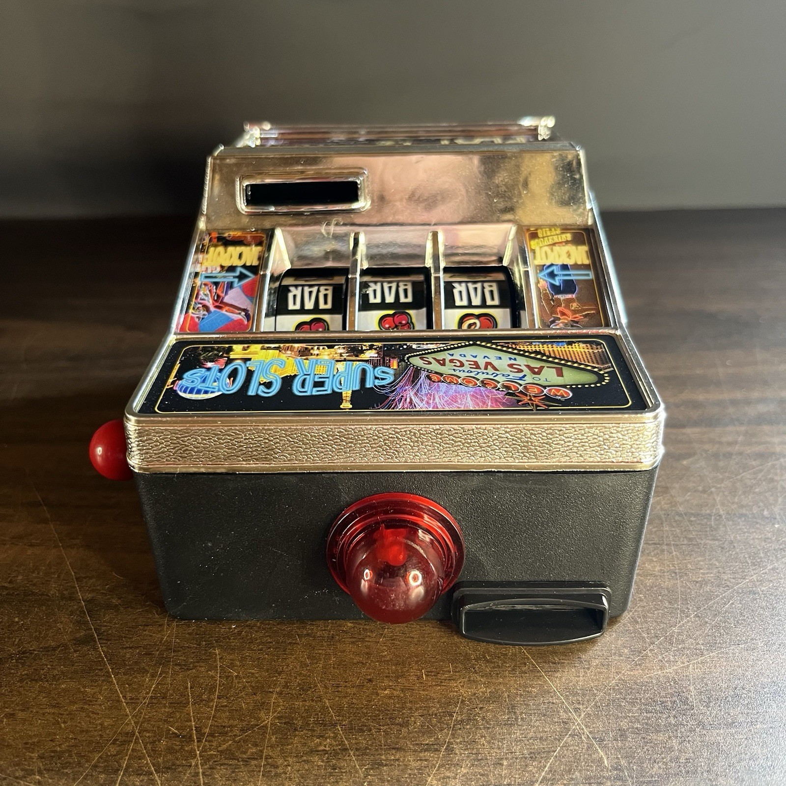 Mini Slot Machine Las Vegas With Winning Light And Sound Coin Bank New Open Box